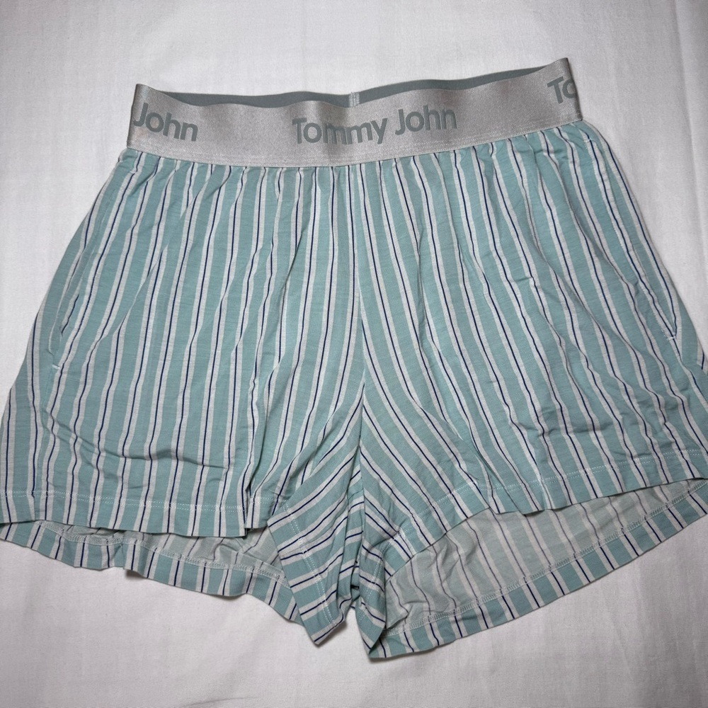 Tommy John Second Skin Luxe Rib Sleep Shorts Womens XSmall Striped Elastic Waist